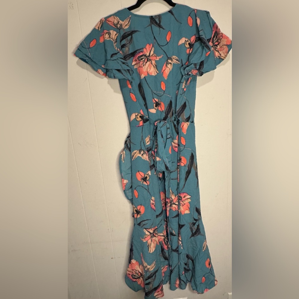 a new day Teal Floral Midi Dress with Pink Accents - Picture 5 of 5